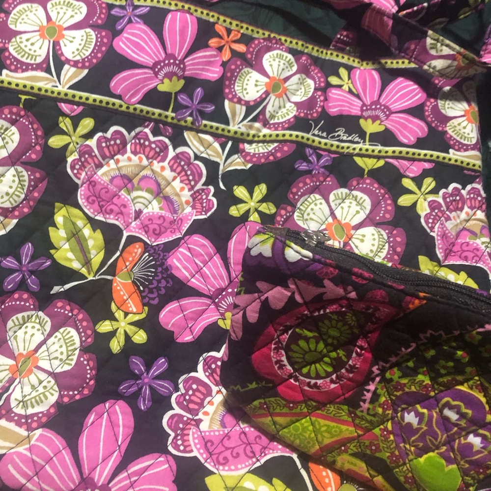 Vera Bradley Floral Patterned Tote Bag with matching pouch